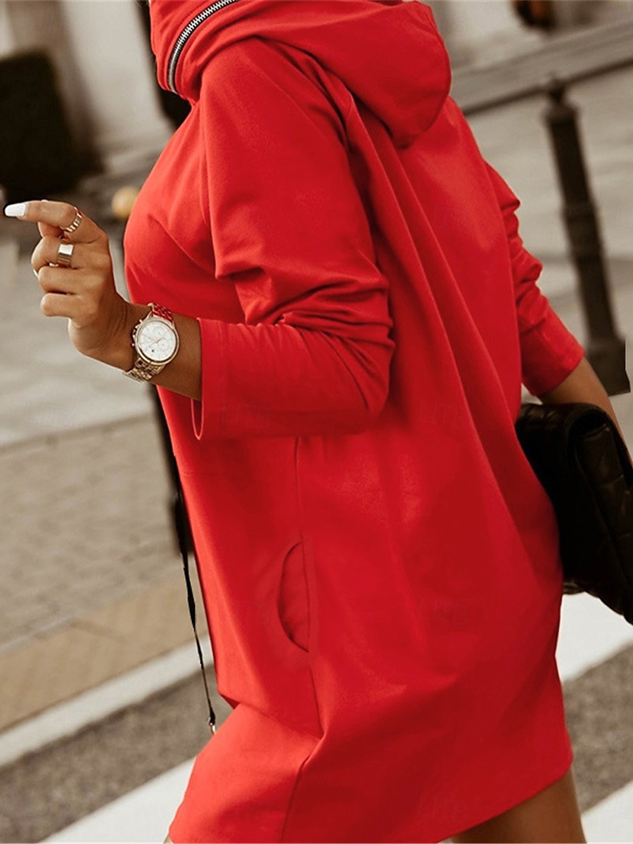 Women's Hoodie Sweatshirt Casual Plain Street Dailywear Hoodie Zipper Long Sleeve Black Red Army Green Fall Winter 2025 - $35.99 –P3