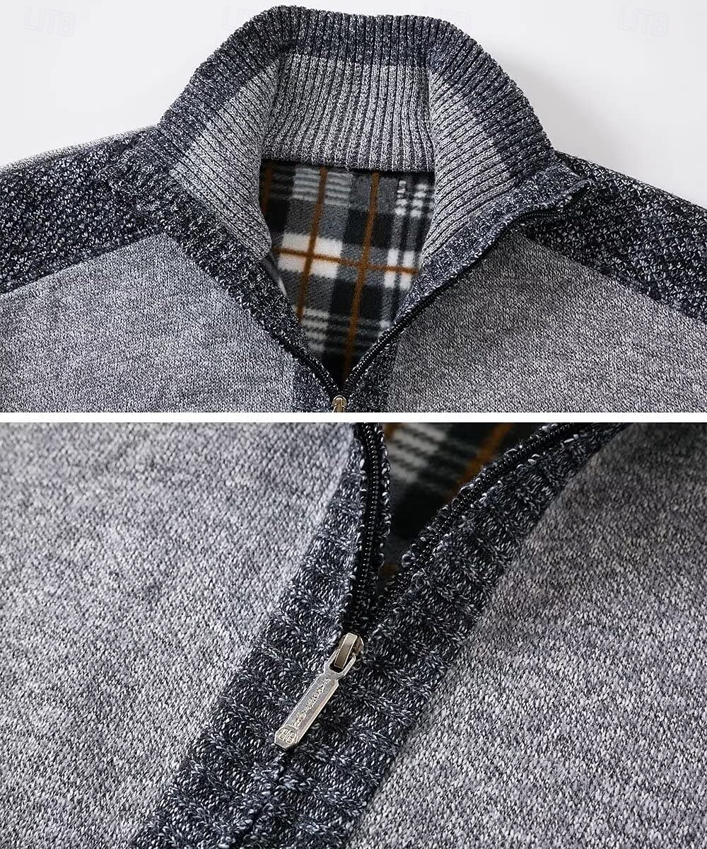 Per uomo Cardigan Maglione Maglione da abito Maglione in pile A coste Maglia Corto Lavorato a maglia Color Block Colletto alla coreana Top caldi Contemporaneo moderno Da tutti i giorni Per uscire del 2025 a $31.99 –P5