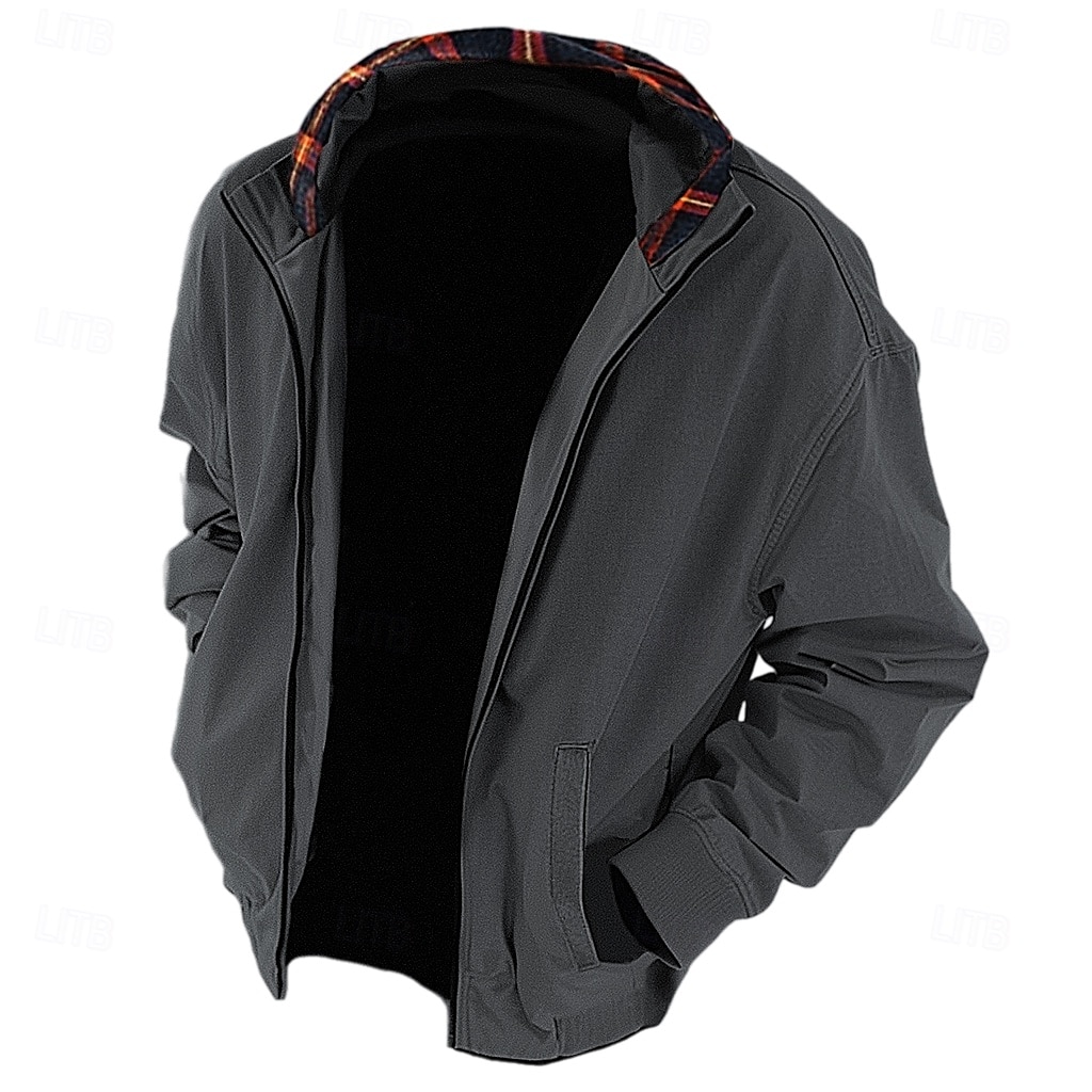 Per uomo Giacca con cappuccio Felpa con cappuccio e zip Felpa con cappuccio invecchiata Blu marino Grigio scuro Con cappuccio A quadri Collage Color Block Ufficio Sportivo Informale Streetwear del 2025 a $28.99 –P1