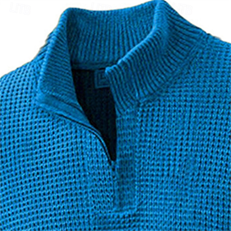 Муж. Пуловер Свитер Свитер на молнии Вязаная одежда Рельефный узор Вязать Молния Вязанная Вера Четверть молния Ретро на открытом воздухе Повседневные Одежда Осень Зима Насыщенный синий Коричневый S M 2026 - $34.99 –P2