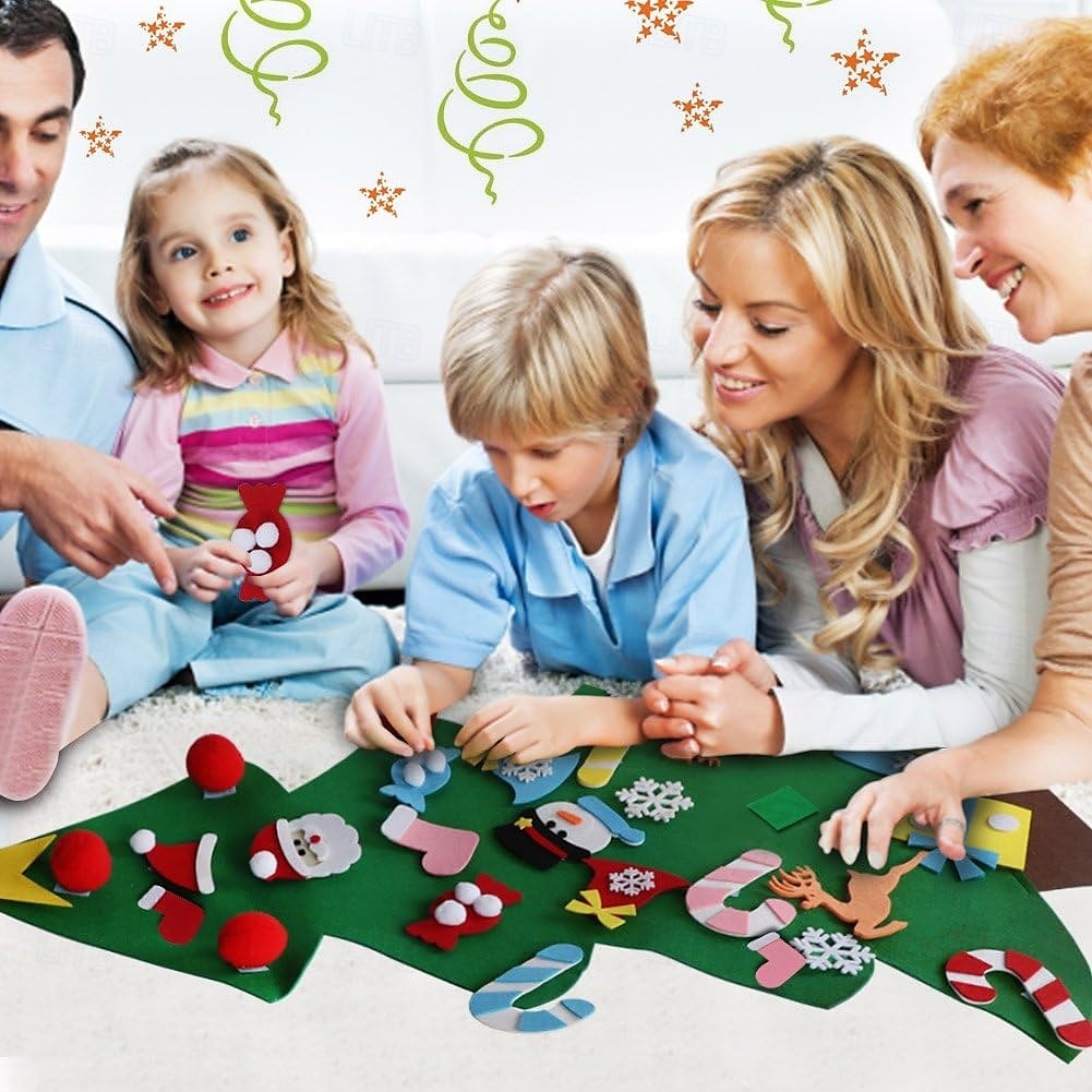 DIY Felt Christmas Tree Set with Ornaments for Kids, Xmas Gifts, New Year Door Wall Hanging Decorations 2025 - $19.49 –P4