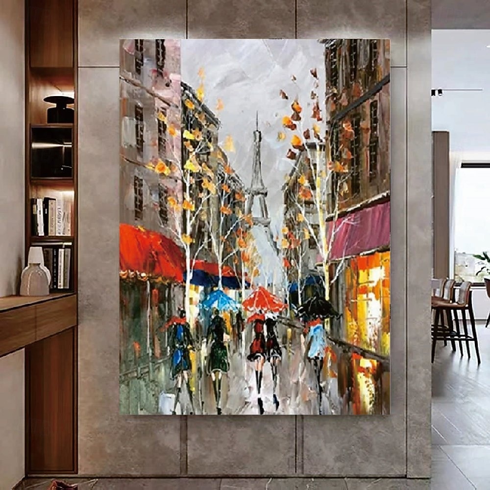 bymaling håndmalt gatelandskap maleri impresjonismemaling bykunstmaling håndmalt urban veggkunst oljemaleri håndmalt moderne bymaleri veggkunst dekor 2026 - $83.99 –P4