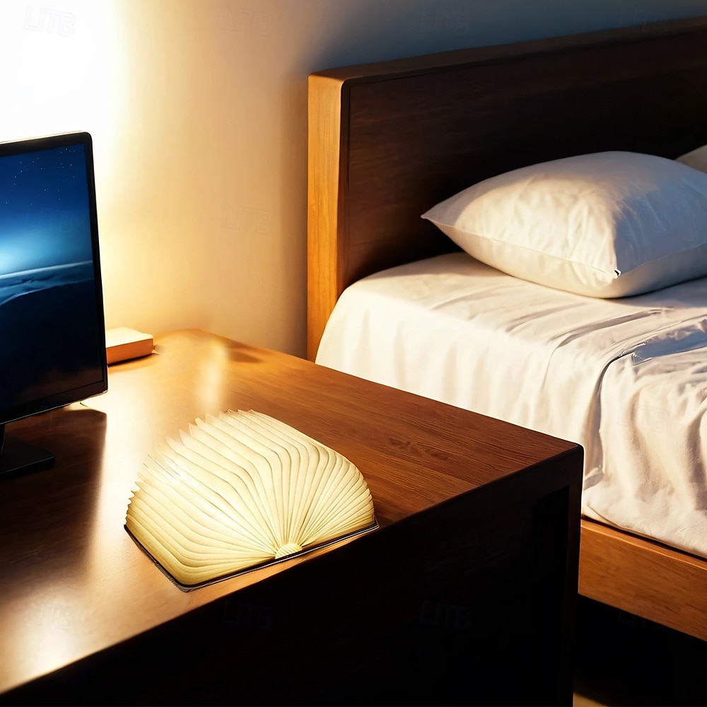 led bok nattlys bærbar 3 farger kreativ tre 5v usb oppladbar magnetisk sammenleggbar bordlampe hjemmedekorasjon 2026 - $32.99 –P6