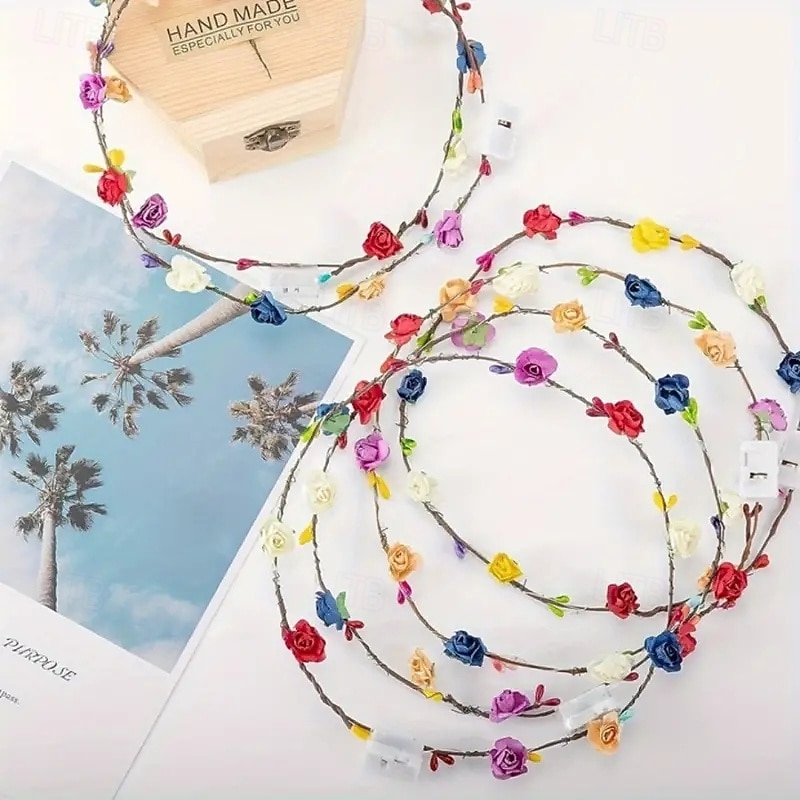 20-elementowa LED Kwiatowa Korona Opaska na Głowę Świecące Kwiatowe Opaski dla Kobiet na Halloween Ślub Imprezę Urodzinową Prezent na Boże Narodzenie 2025 - $38.99 –P1