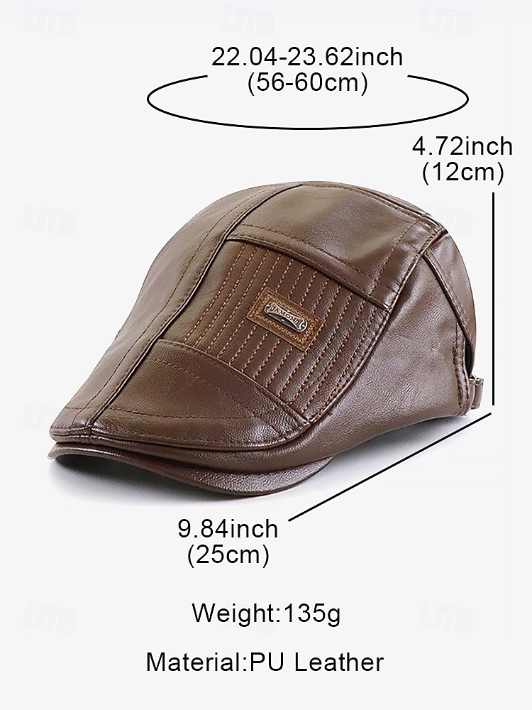 Men's Faux Leather Newsboy Cap with Classic Stitching Detail, Vintage Flat Cap for Casual and Outdoor Wear 2025 - $18.99 –P5