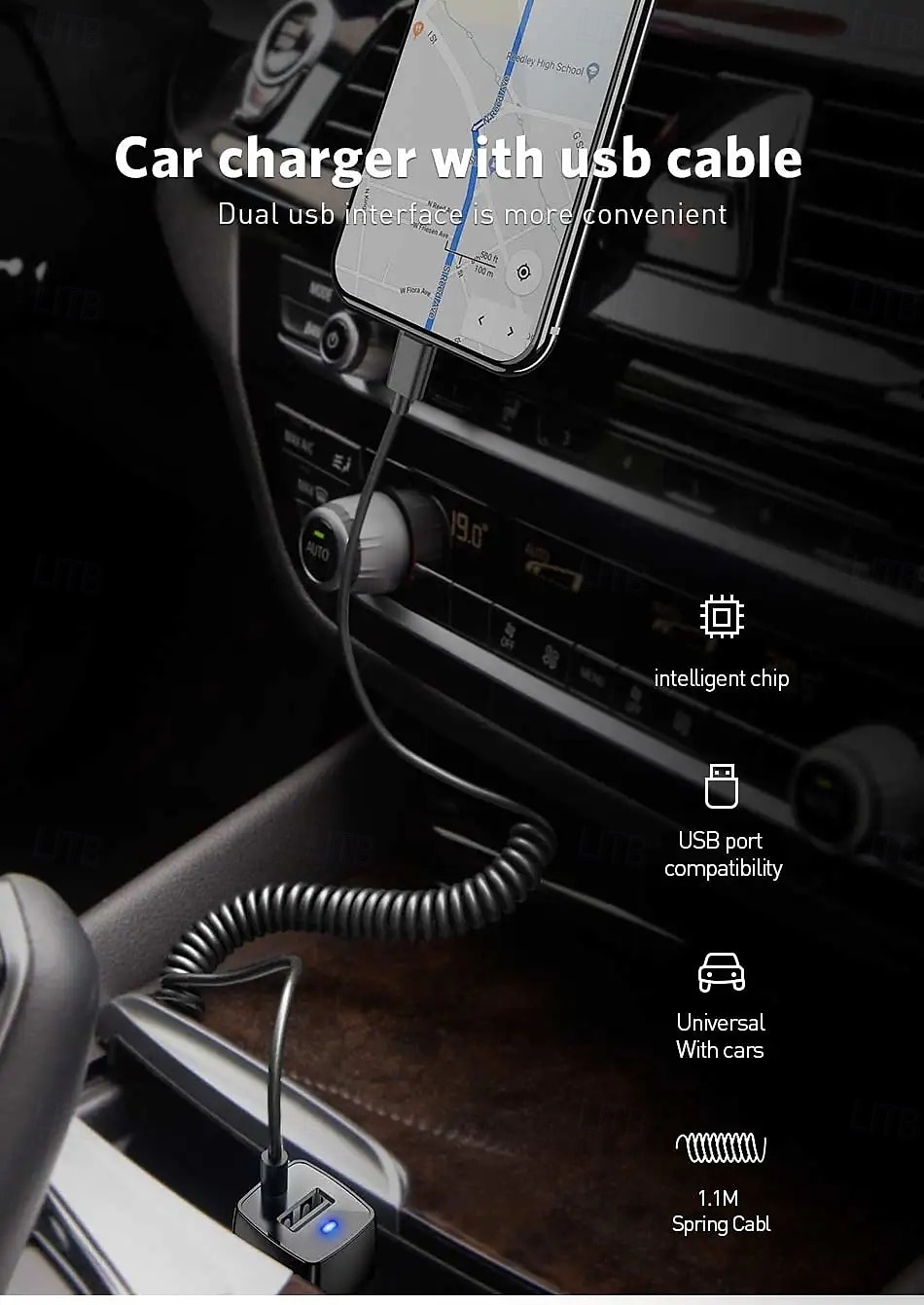 Spring USB Car Charger With Micro USB Type C Cable Fast Charging Quick Charge QC3.0 Car Charger 2025 - $17.99 –P6