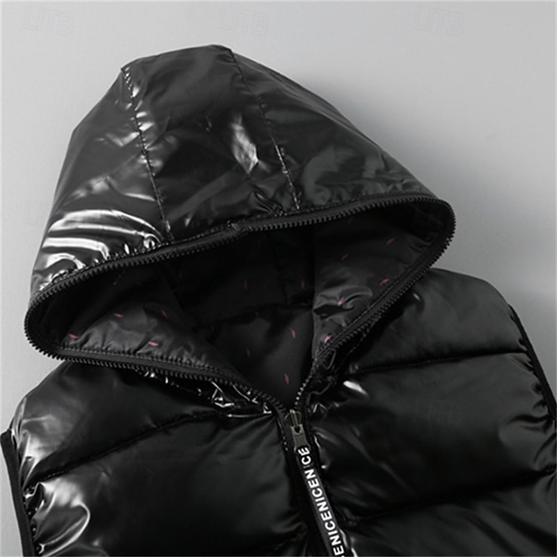 Herren Puffer Weste Kapuzenweste Gepolstert Weste Steppweste Täglich Verabredung Urlaub Modisch Brautkleider schlicht Herbst Winter Tasche Polyester warm halten Komfortabel Feste Farbe Reisverschluss 2025 - $35.99 –P6