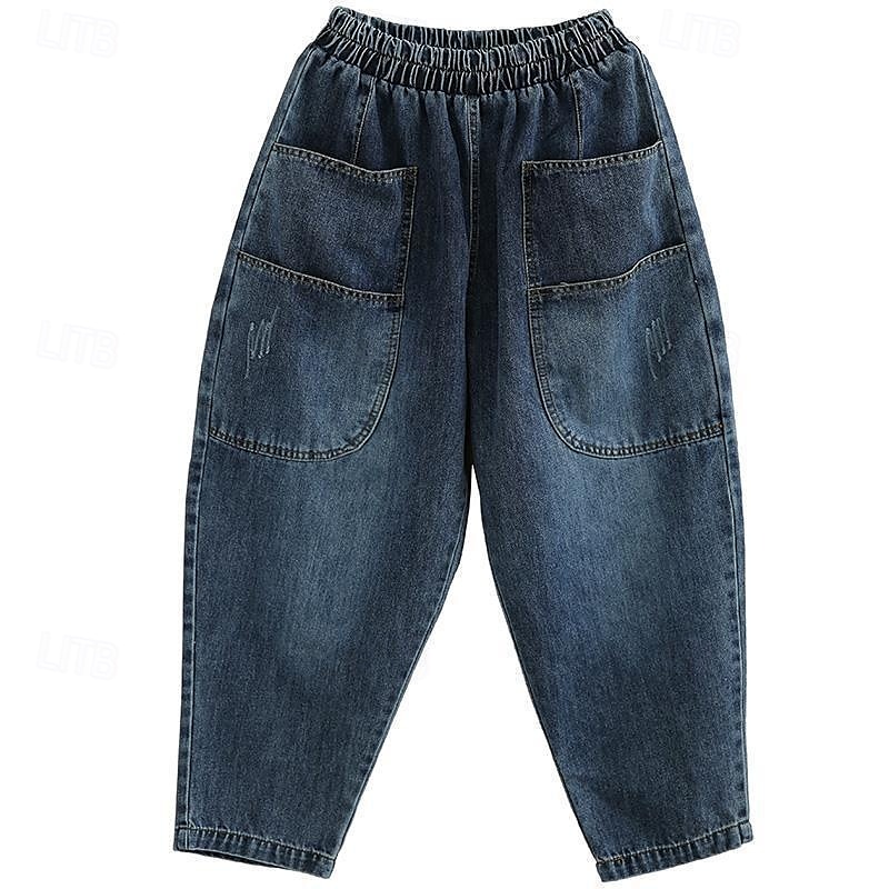 Mujer Normal Vaqueros Pantalones Harem Moda Ropa de calle Clásico Longitud total Alta cintura Color sólido Bolsillo Transpirable Suave Microelástico Exterior Casual [negro] Azul Piscina Primavera 2025 - $32.99 –P5