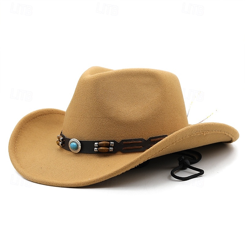 Férfi Kentucky Derby Hat Szalmakalap Cowboy kalap Fedora Trilby kalap Fekete Bor Gyapjú Régies stílus Divat 18. század Texas állam Napi Témakör Egyszínű / Sima szín Fényvédő Szerepjáték 2026 - $20.99 –P7