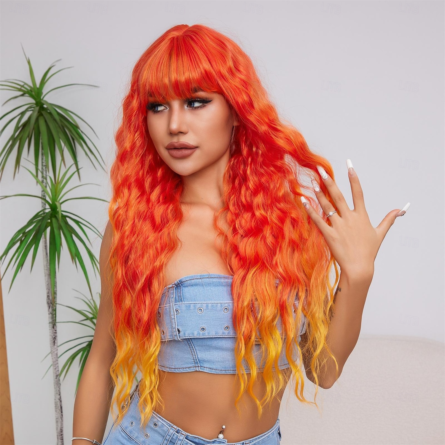 Carnival Wig 2026 Orange Wavy Bouncy Curl 28 inch Synthetic Festival Wig Mardi Gras Parade Cosplay Costume Hair for Women 2026 - $34.99 –P3