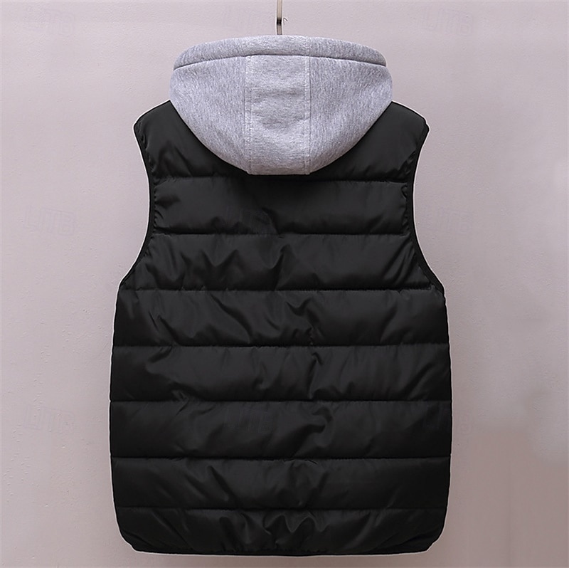 Herren Puffer Weste Kapuzenweste Gepolstert Weste Steppweste Täglich Verabredung Urlaub Modisch Brautkleider schlicht Herbst Winter Tasche Polyester warm halten Komfortabel Feste Farbe Reisverschluss 2025 - $27.99 –P2