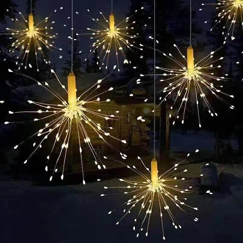 4db napelemes tűzijáték lámpák, napelemes pálya lámpák 360 led távirányítóval 8 mód, vízálló kültéri lámpák kertbe, udvarba, teraszra, sétányra, karácsonyi és ünnepi díszekre 2025 - $28.99 –P12