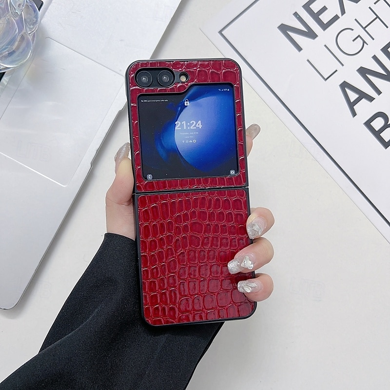 2025年 電話 ケース 用途 Zフリップ6 Z Flip 5 Z Flip 4 Z Flip 3 バックカバー 耐衝撃 レトロ風 TPU PUレザー  コレクション – $14.99 –P13