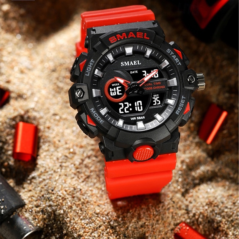 Reloj electrónico de cuarzo Smael de nueva moda para hombre, con decoración deportiva y de ocio, luz nocturna, resistente al agua, calendario, pantalla semanal, reloj despertador para hombre 2025 - $27.99 –P6