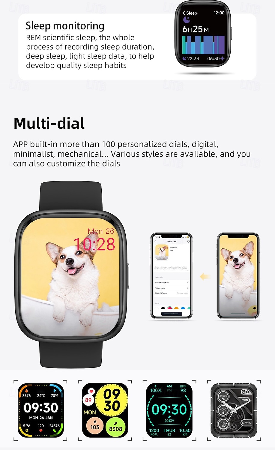 696 IDW26 Smart Watch 1.83 inch Smart Band Fitness Bracelet Bluetooth Call Reminder Sleep Tracker Heart Rate Monitor Compatible with Android iOS Women Men Hands-Free Calls Message Reminder IPX-0 40mm 2025 - $45.99 –P8