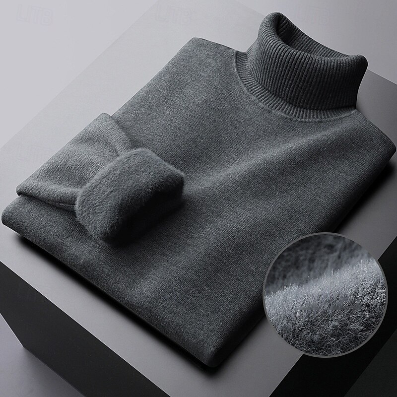 Herren Pullover Strickpullover Gerippt Grobstricken Stricken Standard Strick Glatt Rollkragen Modisch Brautkleider schlicht Freizeitskleidung Verabredung Bekleidung Herbst Winter Kamel Schwarz M L XL 2025 - $15.99 –P1