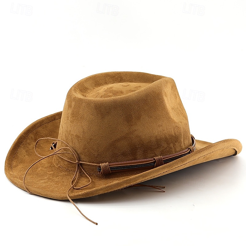 Herre Solhatt Cowboyhatt Fedora Trilby-hatt Svart Kamel Ull Gammeldags stil Mote 18. århundre delstaten Texas Daglig Temafest Ensfarget / vanlig farge Solkrem Cosplay 2025 - $22.99 –P5