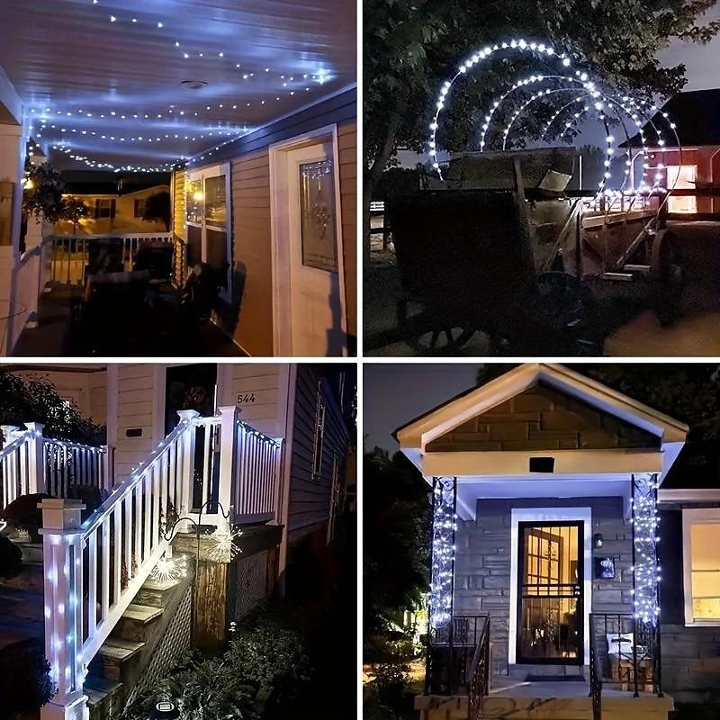 2025年 50m-500LED/100m-1000LED 屋外用高輝度銅線ライトストリング 大型ソーラーパネル 中庭の軒先 クリスマスツリー バルコニー フェンス 聖なる祭りの雰囲気 装飾用ライトストリング  コレクション – $30.99 –P5