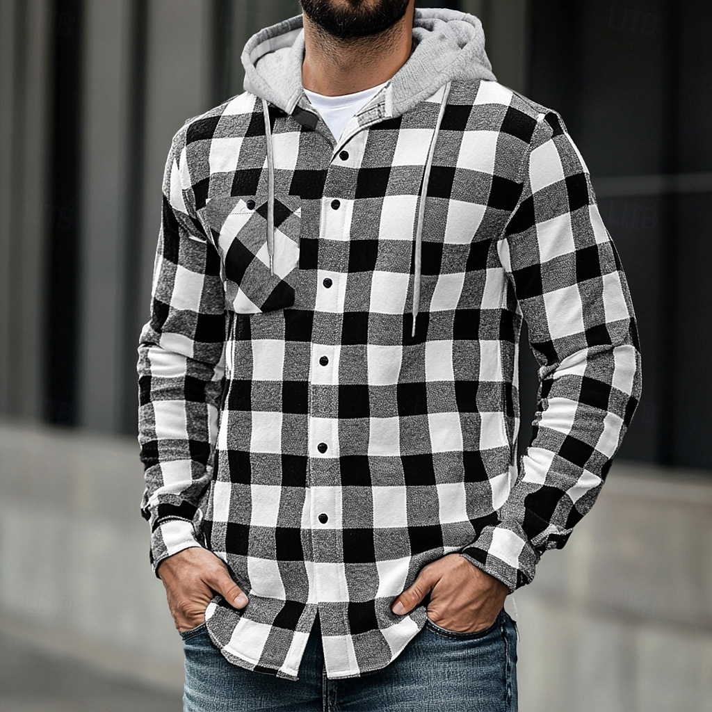 Ανδρικά Casual πουκάμισο Φανέλα πουκάμισο Πουκάμισο χοντρό Φανελένιο μπουφάν Καρό Αθλήματα & Ύπαιθρος Δρόμος Μαύρο Ρουμπίνι Θαλασσί Βυσσινί Μακρυμάνικο Με Κουκούλα Χειμώνας Άνοιξη & Χειμώνας Ρούχα 2026 - $29.99 –P5