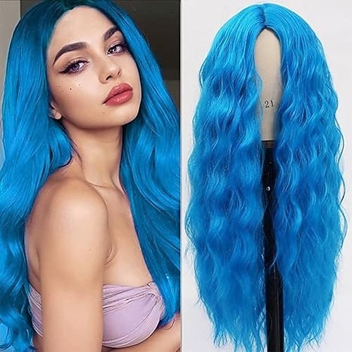 peruci pentru femei peruci lungi ondulate perucă colorată perucă ondulată cu aspect natural partea mijlocie peruci sintetice rezistente la căldură pentru cosplay cadouri de Crăciun petrecere utilizare 2026 - $19.99 –P3