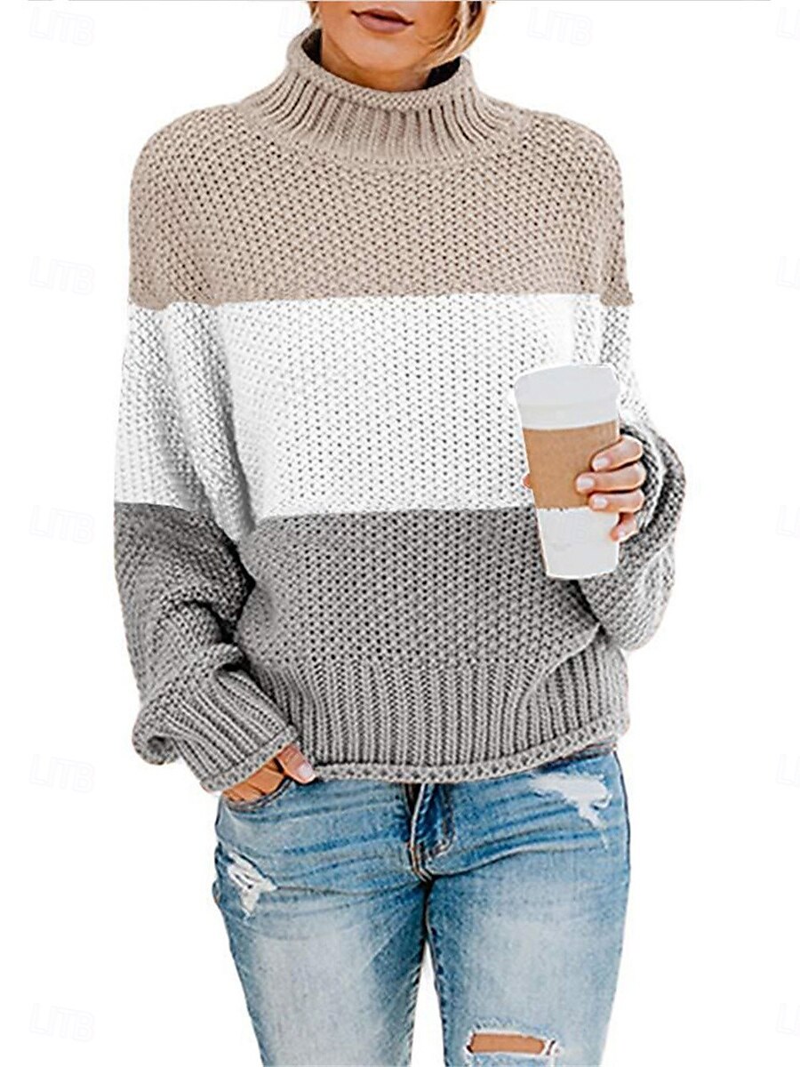 Femme Pull Chandail Pull Décontractées Flexible Rayé A côtes Mao Patchwork Tricoté manche longue Hauts réguliers Tricoter Extérieur du quotidien Fin de semaine Noir Rouge Automne Hiver de 2025 ? $45.99 –P3