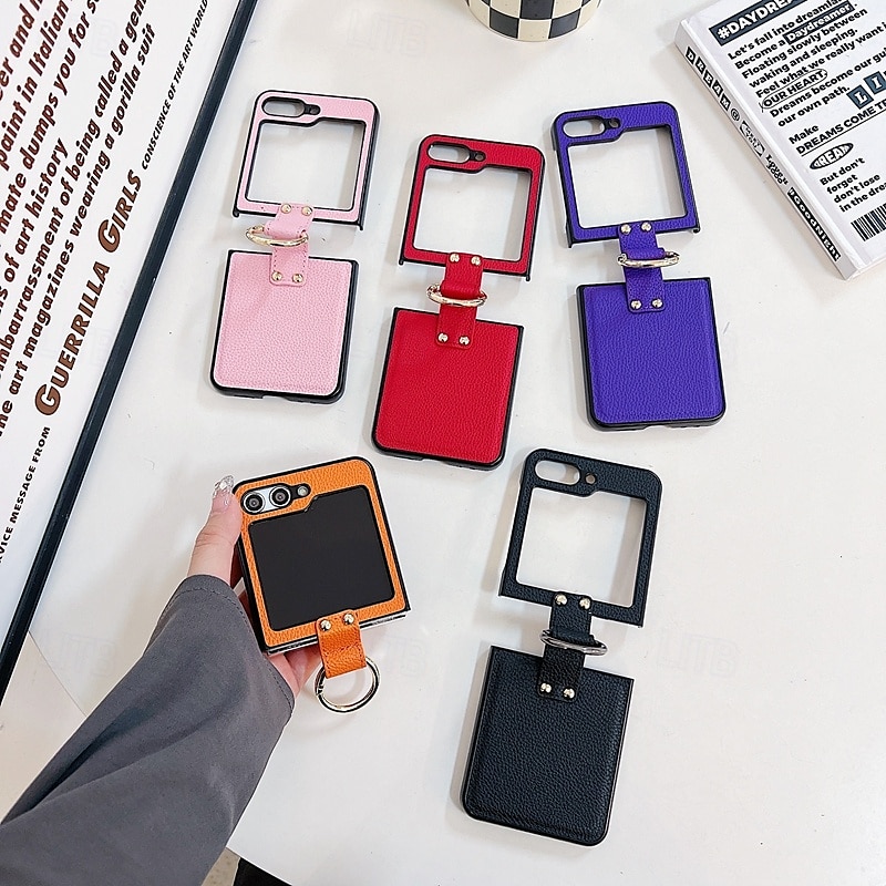 telefono Custodia Per Capovolgi Z 6 Z Flip 5 Z Flip 4 Z Flip 3 Per retro Fibbia ad anello Resistente agli urti Retrò TPU pelle sintetica del 2025 a $16.99 –P1