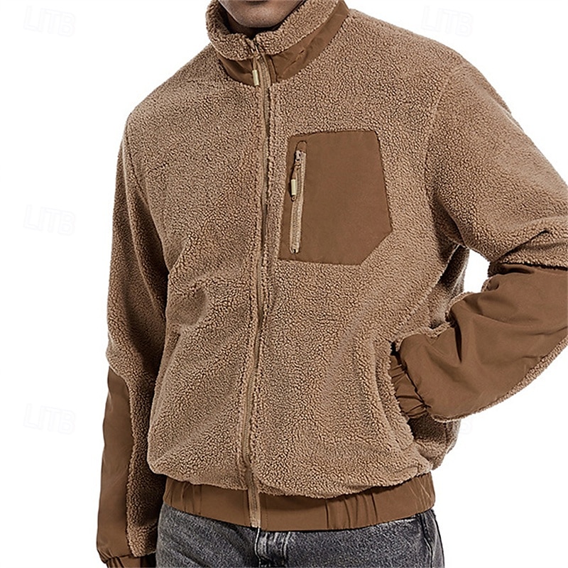 Herren Wanderjacke Fleecejacke für Wanderer Winter Draussen warm Fleece-Futter Vliesjacken Voller Reißverschluss Klettern Camping / Wandern / Höhlenforschung Reisen Cachi scuro Schwarz Dunkelblau 2025 - $63.99 –P2