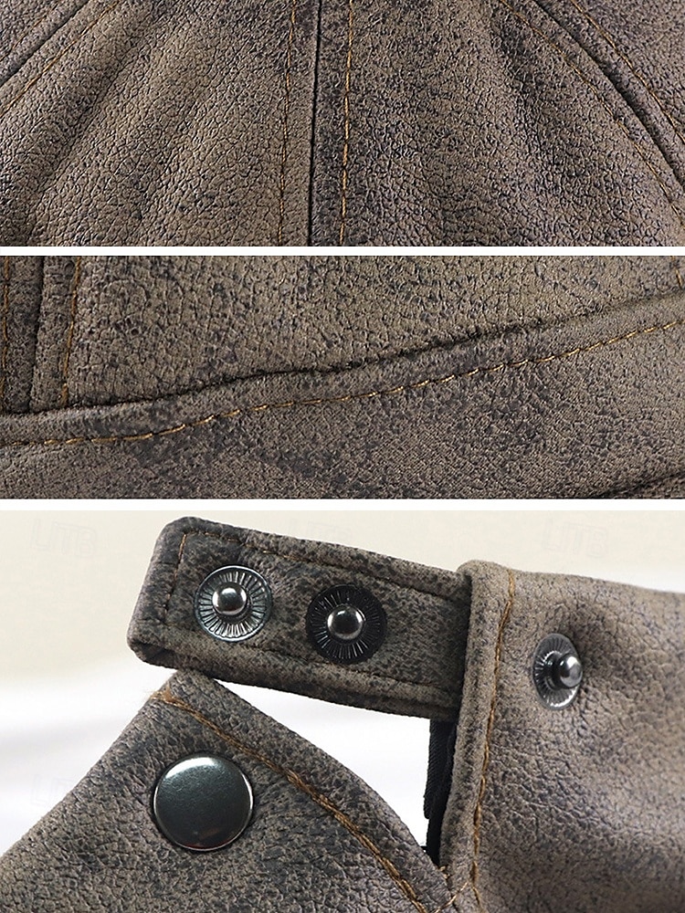 Men's Vintage Newsboy Cap – Stylish Faux Leather Look Flat Cap for Casual or Formal Wear, Available in Multiple Colors 2025 - $18.99 –P5