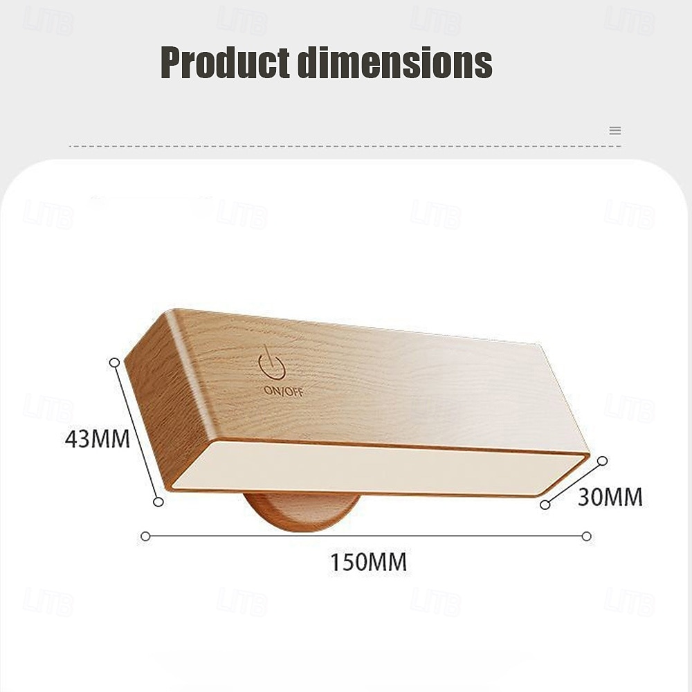 Nordic Wood Wall Lamp, 360° Rotating Dimmable Wall Sconce with Touchable Magnetic Cordless Mount for Bedroom & Reading 2025 - $50.99 –P10