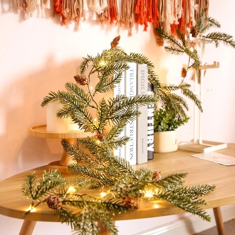 guirlanda de vime com agulhas de pinheiro de natal, luzes de corda alimentadas por bateria, 1,75 m, 20 leds, para áreas internas e externas, árvore de natal, festa de natal, janela de casa, decoração de 2025 por $21.99 –P5
