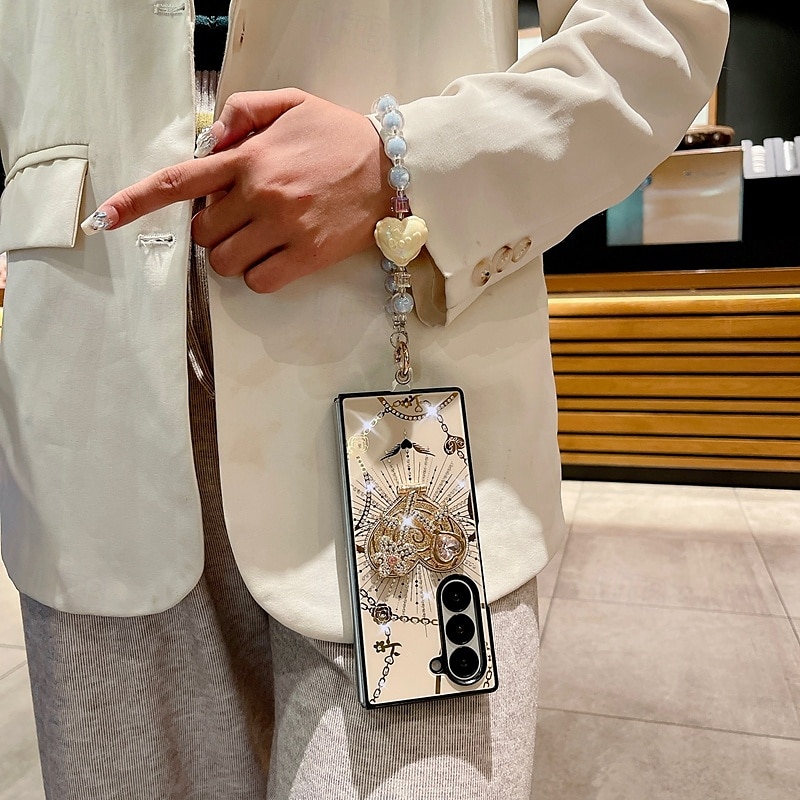2025年 電話 ケース 用途 Zフォールド6 Z Fold 5 Z Fold 4 バックカバー スタンド付き リストストラップ付き 耐衝撃 レトロ風 TPU PC  コレクション – $17.99 –P2