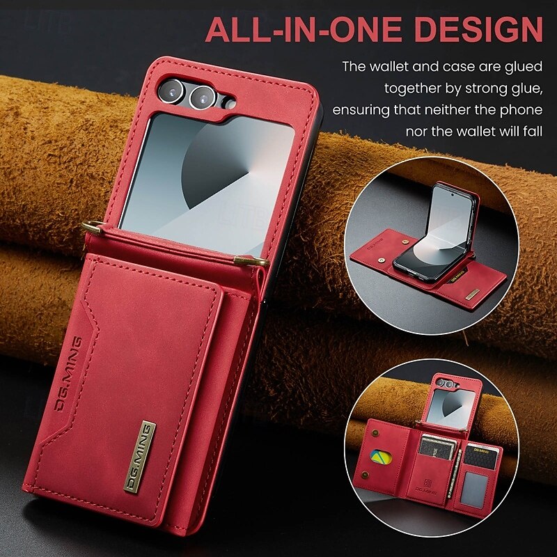 Phone Case For Z Flip 7 Z Flip 6 Z Flip 5 Z Flip 4 Z Flip 3 Back Cover with Stand Holder with Lanyard Card Slot Retro TPU PU Leather 2025 - $18.99 –P2