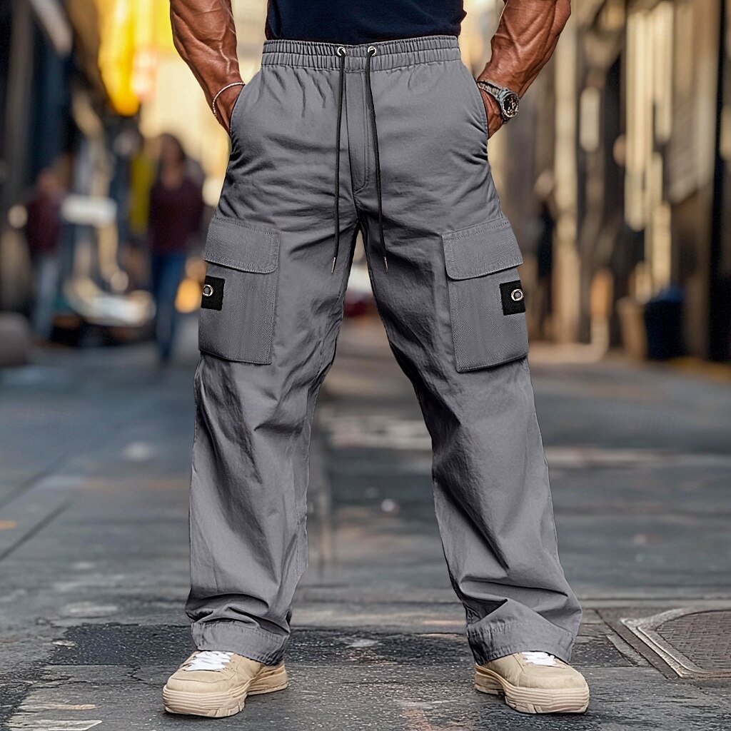 Herren Cargohose Cargohosen Hose Hosen Freizeithose Tasche Elastische Taille Gerade geschnitten Glatt Komfort Weich In voller Länge Outdoor Täglich Ausgehen Modisch Strassenmode Schwarz Armeegrün 2025 - $28.99 –P4