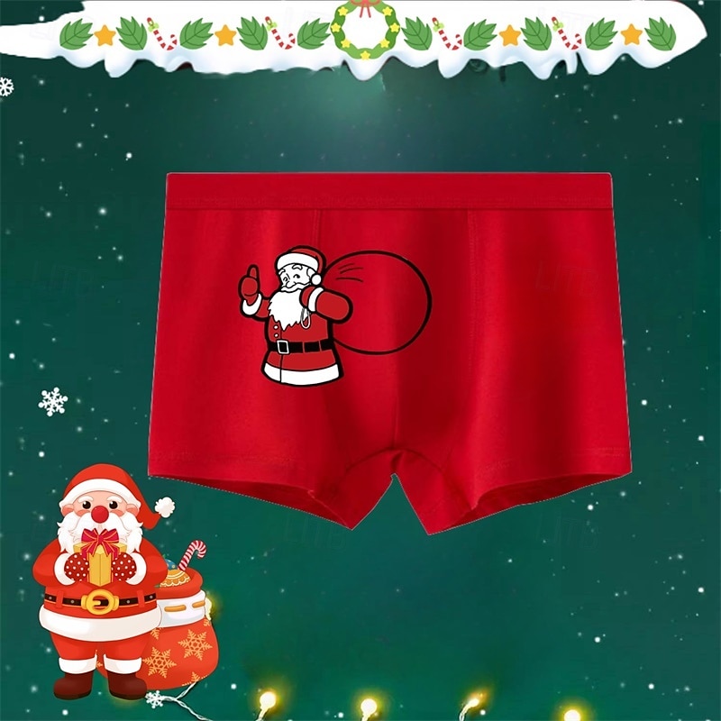 Homens 1 pc Roupa interior de Natal Patchwork Poliéster Respirável Macio Confortável Gráfico Cintura Média Vermelho Verde de 2025 por $7.99 –P2