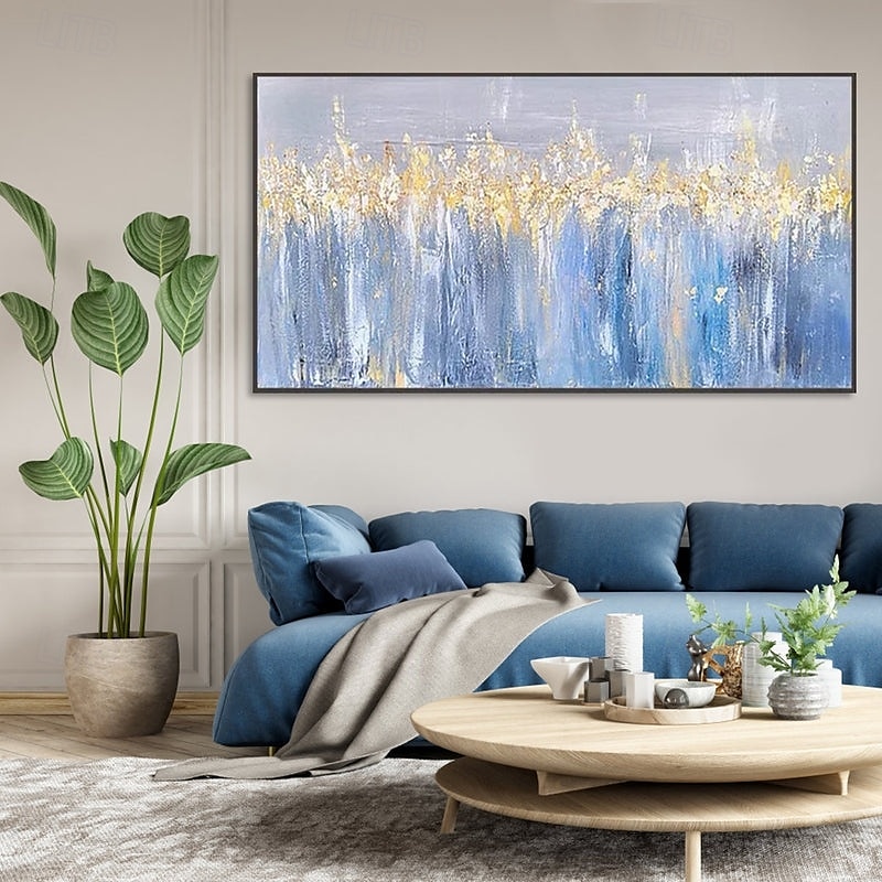 Handmade Colorful abstract blue gold Oil Painting on Canvas Large hand painted Abstract Textured Boho modern oil painting Wall Art Contemporary Minimalist artwork for Living Room bedroom home Decor 2025 - $61.99 –P4