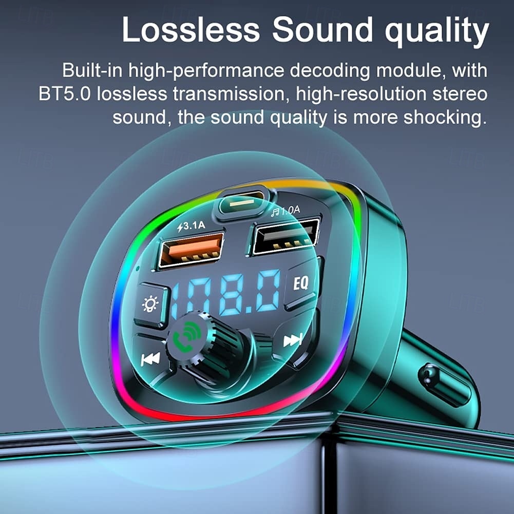 USB Car Charger Quick Charge Bluetooth 5.0 FM Transmitter USB Type C 65W Car Fast Charging Bluetooth FM Transmitter Music Player 2025 - $14.99 –P5