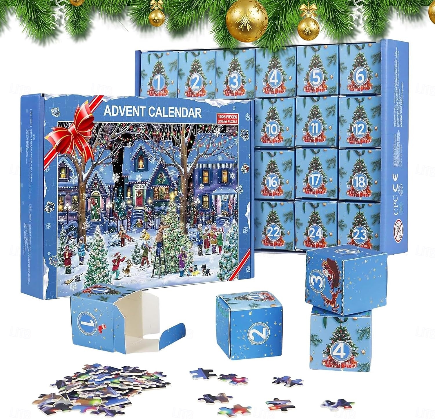 Calendar Advent de Crăciun 2025 Puzzle de Crăciun cu 1008 Piese Calendare pentru Numărarea Crăciunului pe 24 de zile pentru Copii și Adulți 2025 - $25.99 –P6