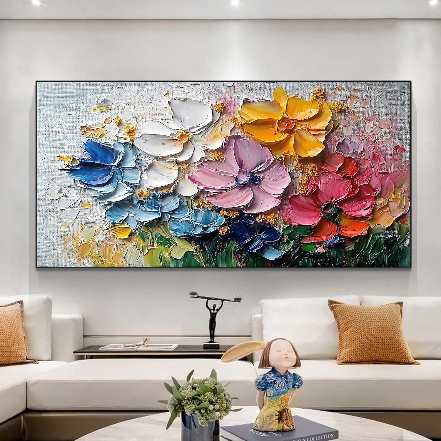 Handmade Original 3D Texture Flowers Oil Painting On Canvas Abstract ...