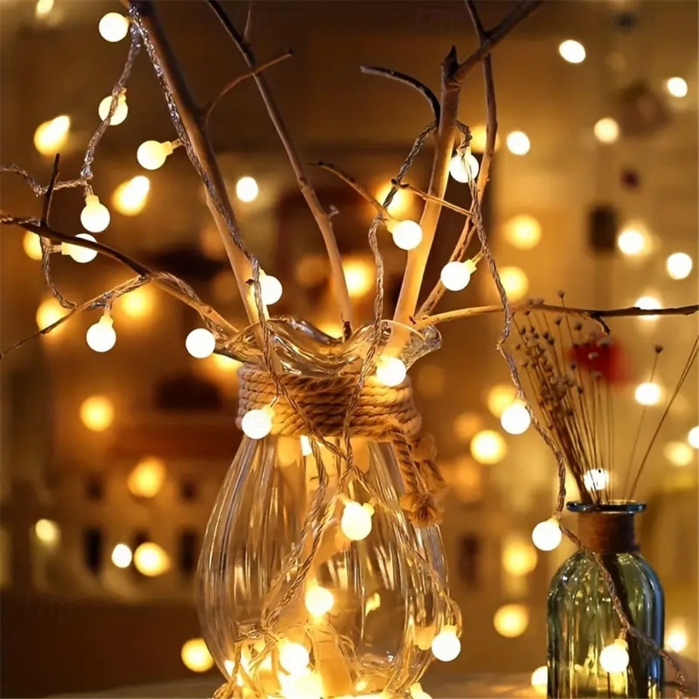 10м 80 LED светодиодные шары на батарейках наружные струнные огни для вечеринок садов и праздничного декора 2026 - $26.99 –P9