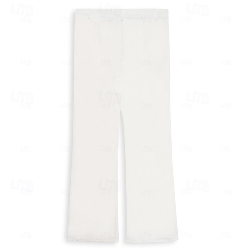 Men's Dress Pants Corduroy Pants Flared Pants Bell Bottom Trousers Pocket Plain Comfort Soft Full Length Party Outdoor Daily Fashion Chic & Modern White Brown 2025 - $22.99 –P6