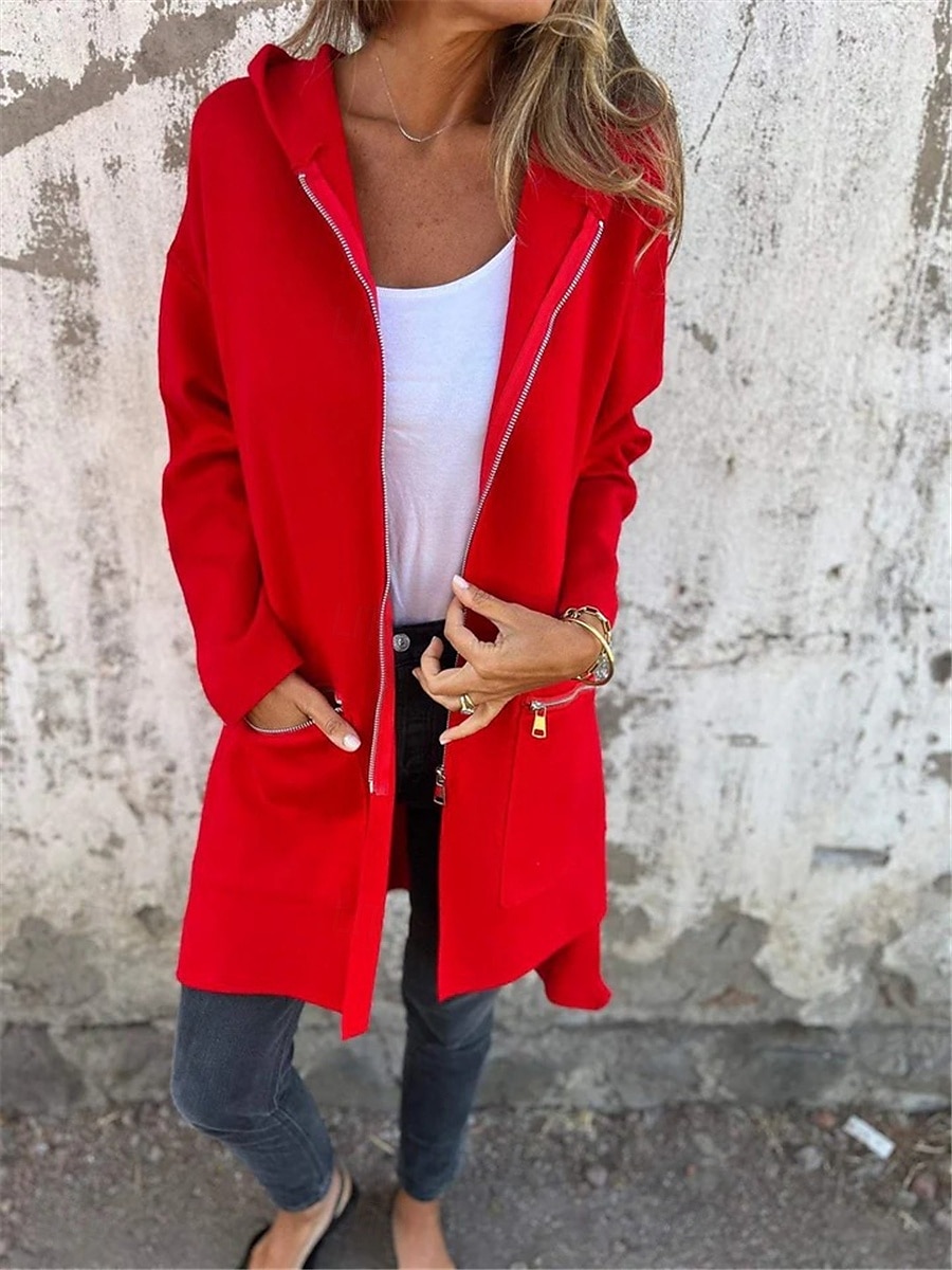 Mujer Chaqueta de Invierno Chaqueta con capucha Exterior Calle Ropa Cotidiana Otoño Invierno Largo Abrigo Ajuste regular Mantiene abrigado Transpirable Elegante Casual Chaquetas Manga Larga Color 2025 - $47.99 –P6