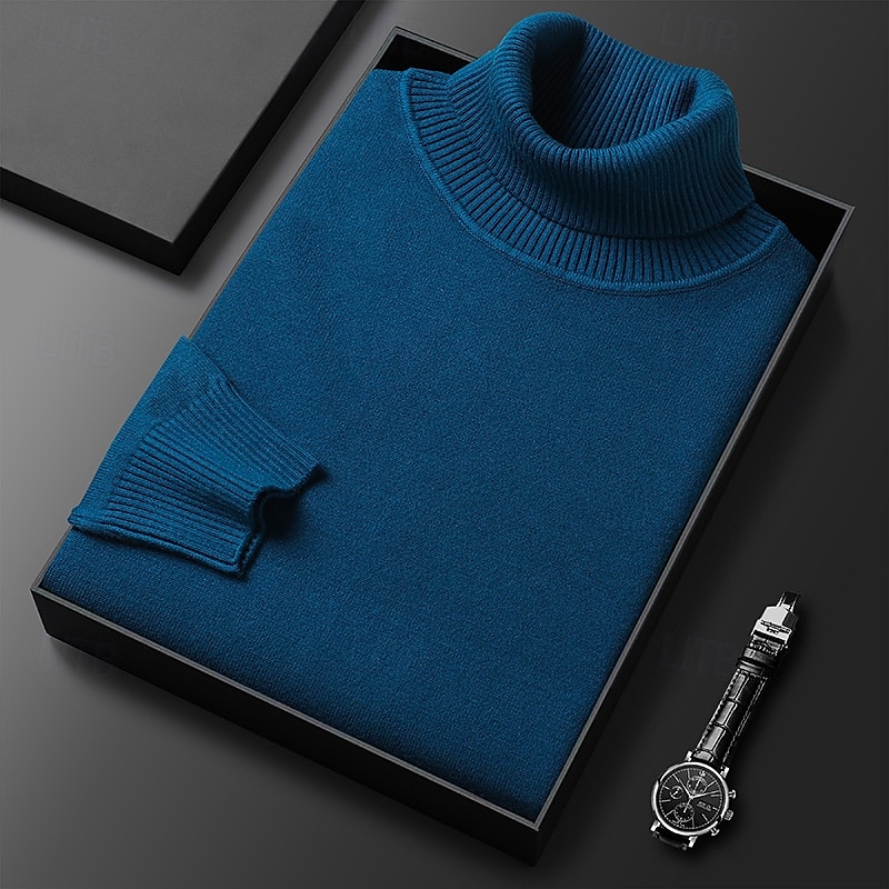 Herre Turtleneck genser Pullover genser Julegenser Riflet Strikke Vanlige topper Strikket عادي Rullekrage Hold Varm Moderne Moderne Dagligdagstøy Ut på byen Klær Høst Vinter Kamel Svart S M L 2025 - $27.99 –P6