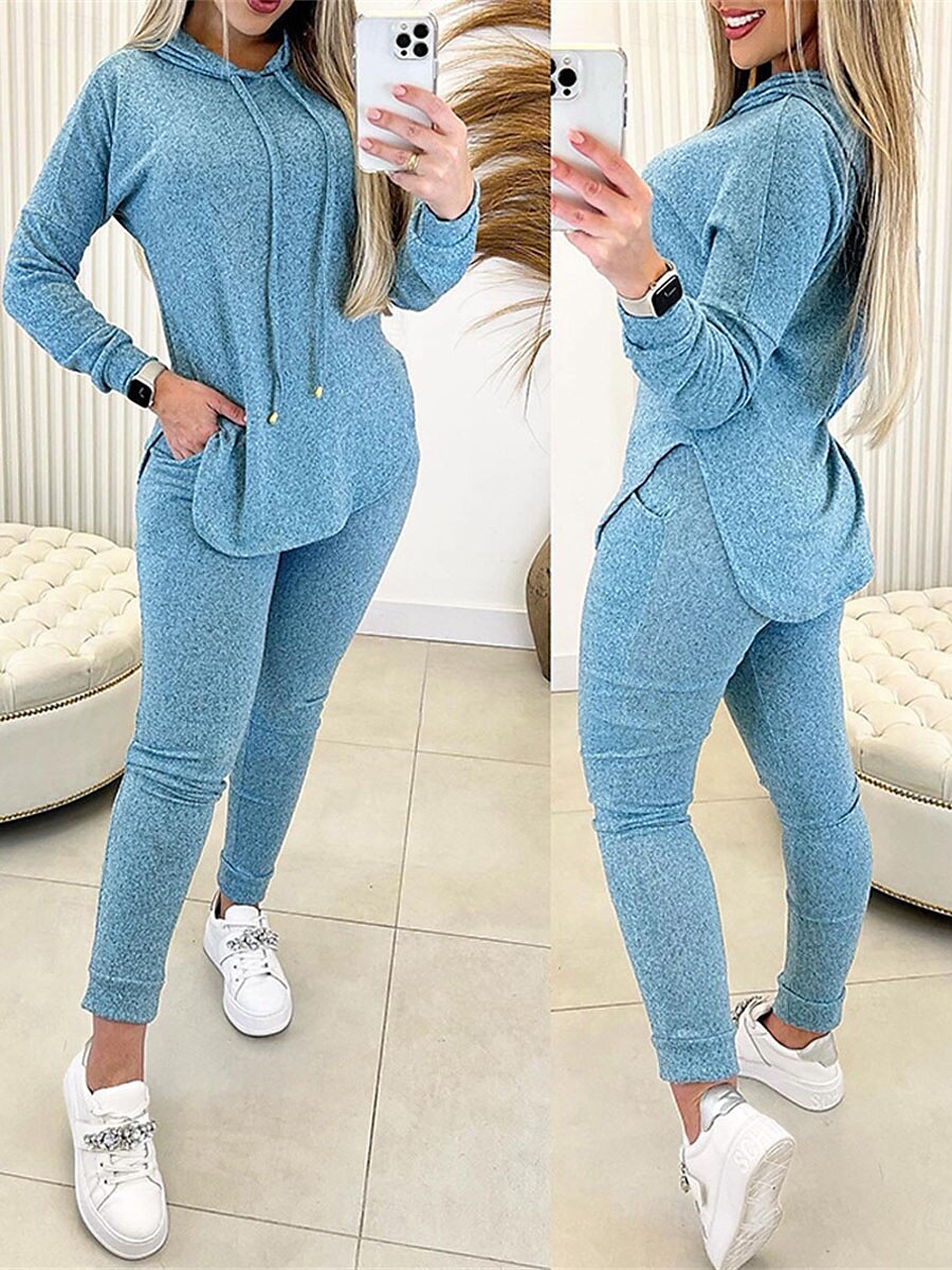 Damskie Moda Moda miejska Codzienny Bluza z Kapturem Typu Chino Długi rękaw Kaptur Równina Codzienny Czarny Niebieski Zielony Jesień Regularny 2025 - $47.99 –P1