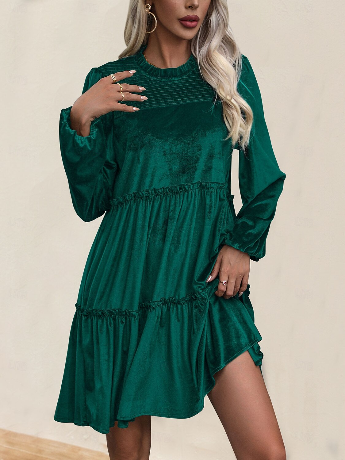 Christmas Retro Vintage 1950s Mini Dress Flare Dress Lady Solid Color Fancy  Dress Women's Christmas New