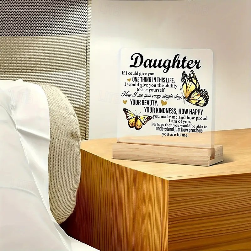 Acrylic Plaque with Wooden Base, Meaningful Gift from Son or Daughter to Mom, Commemorative Desk Sign, Thoughtful Keepsake with Wooden Stand 2025 - $9.99 –P4