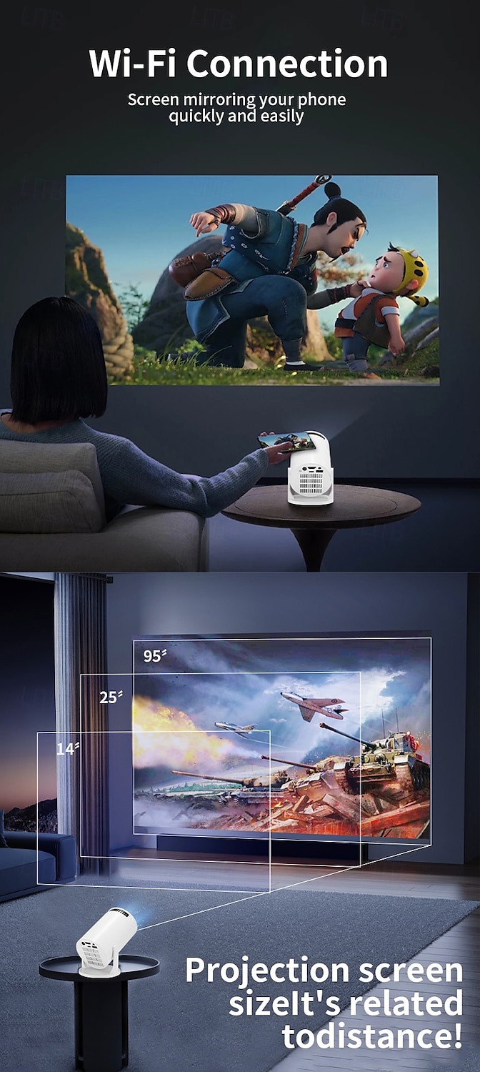 Mini Portable Projector M200/M5 HD Movie Projector Brightness 3000 Lumens HD LED Light Source with USB Connection Push Button Controls Great for Home Theater and Outdoor Camping Adventures 2025 - $69.99 –P5
