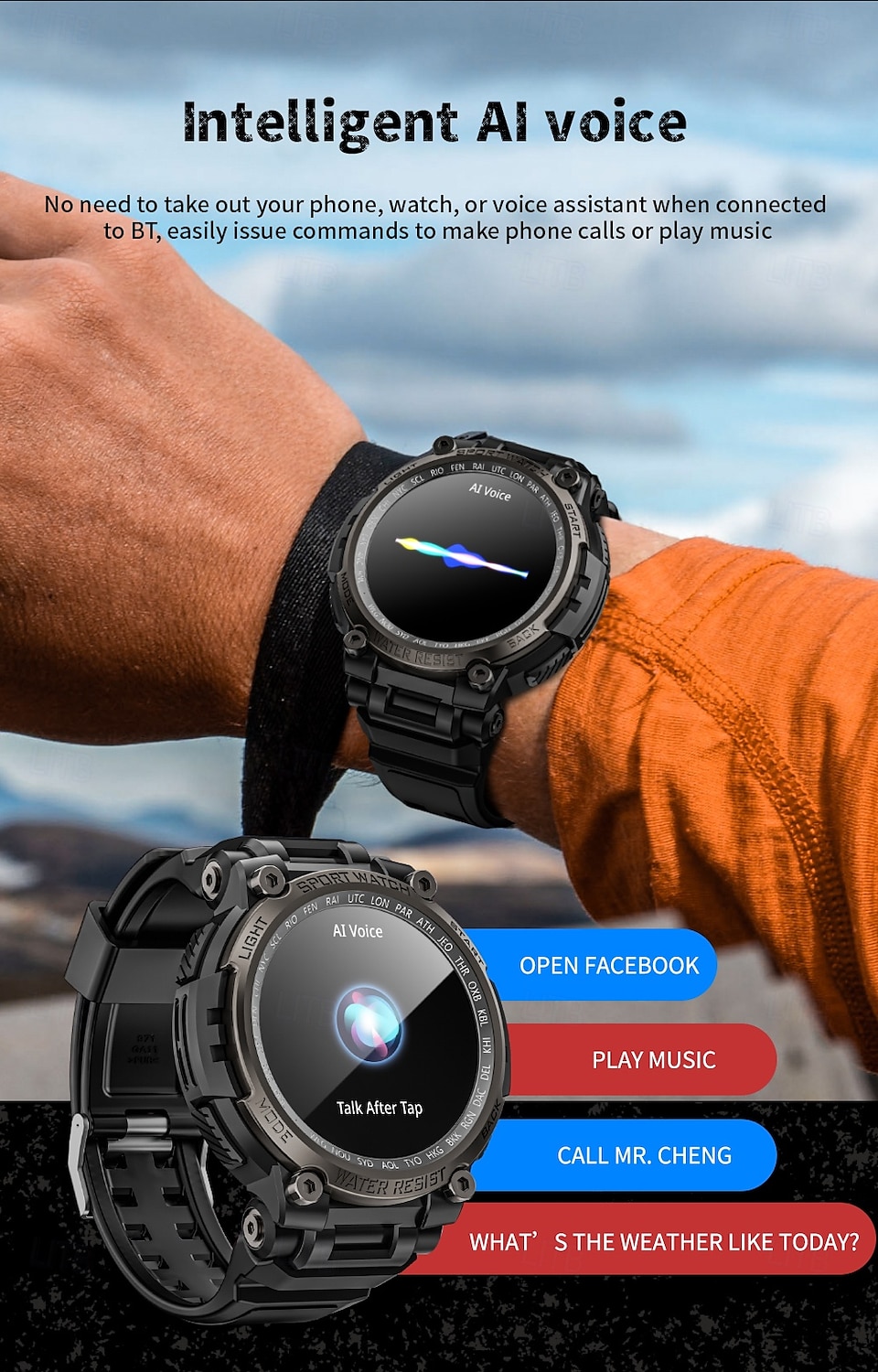 LOKMAT ATTACK MAX Smart Watch 1.53 inch Smartwatch Fitness Running Watch Bluetooth Pedometer Call Reminder Sleep Tracker Compatible with Android iOS Women Men Long Standby Hands-Free Calls Waterproof 2025 - $55.99 –P9