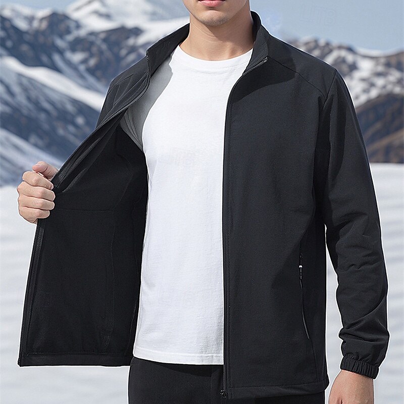 Hombre Chaqueta Softshell Chaqueta para senderismo Al aire libre Resistente al Viento Resistente al Agua Chaqueta cortavientos Viaje Gris oscuro Negro 2025 - $34.39 –P10