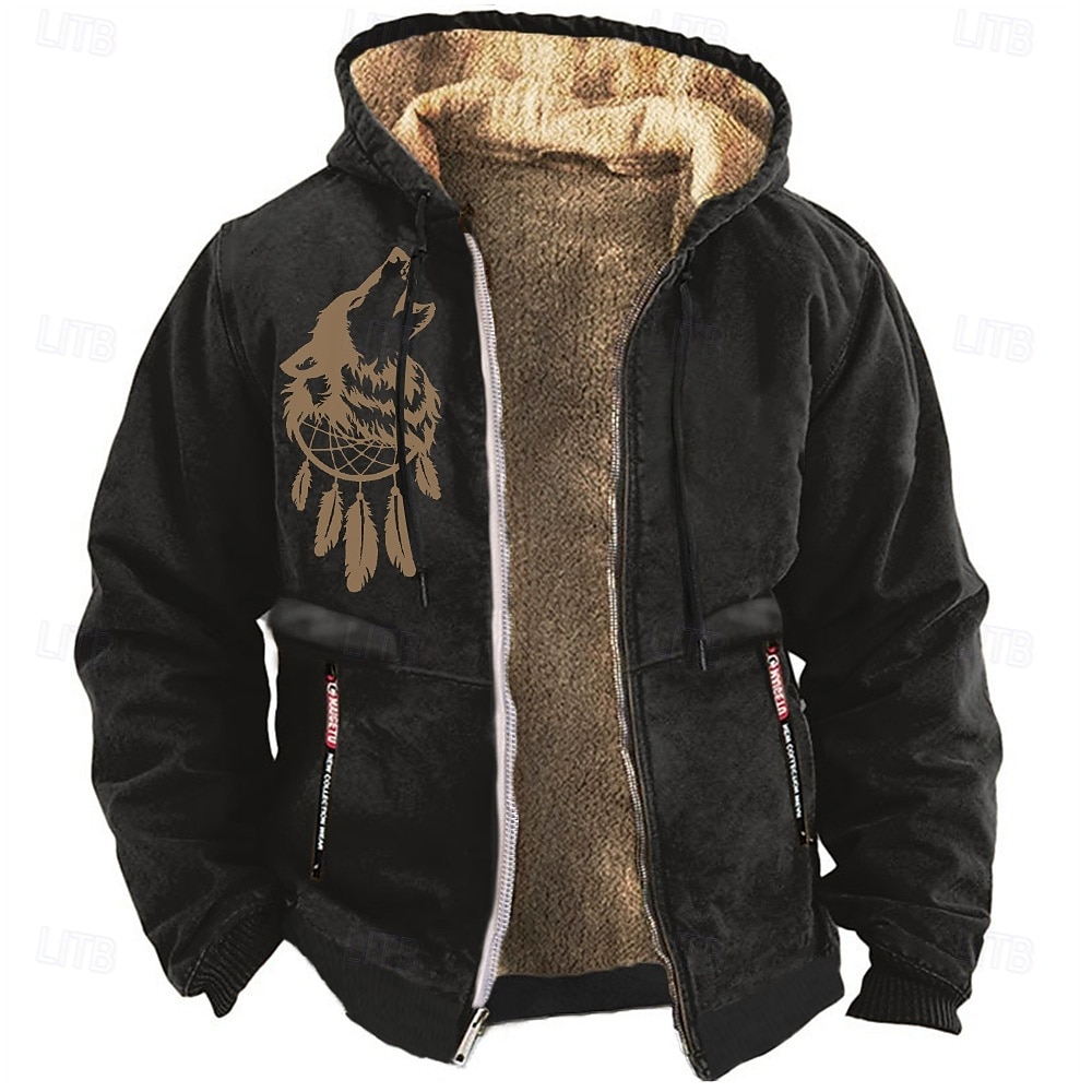 Hombre Lobo Vellón Sudaderas Manga Larga Sudaderas Con Capucha Diario Caza Otoño Invierno Negro Azul Piscina Marrón Ropa Diseñador Impresión gráfica S M L XL XXL XXXL 2025 - $35.99 –P5
