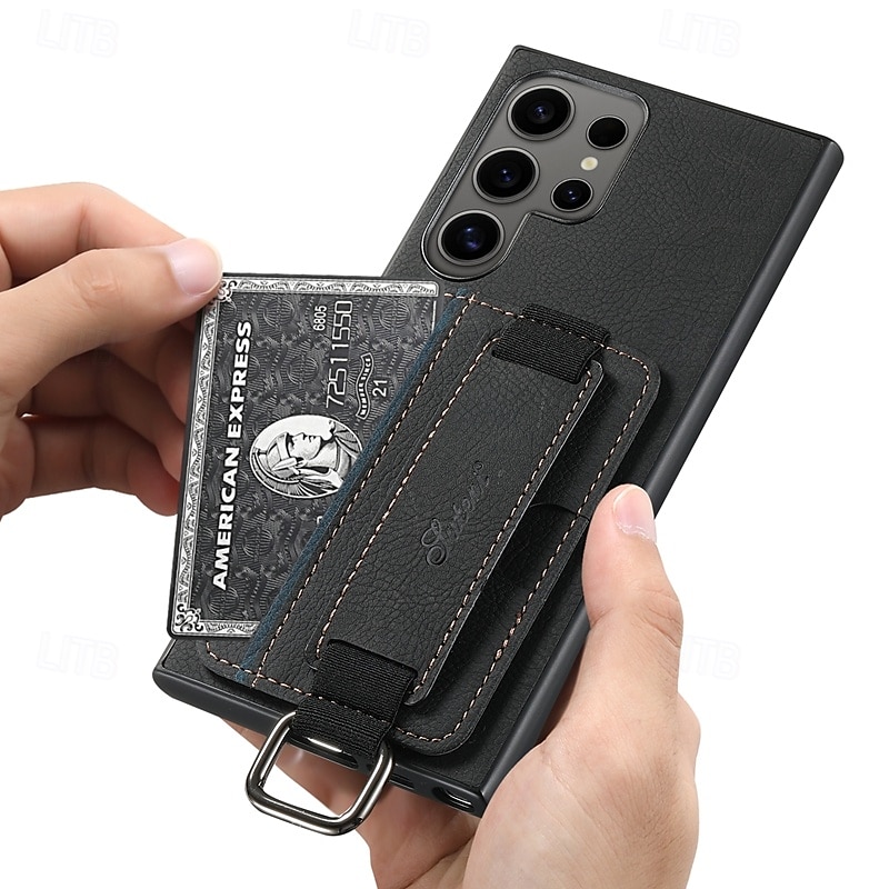 телефон Кейс для Назначение S25 Ультра S24 Ultra Plus S23 Ultra Plus S22 Плюс Ультра Кейс на заднюю панель со стендом с ремешком на запястье Разъем для карты Ретро ТПУ ПК Кожа PU 2025 - $19.99 –P2
